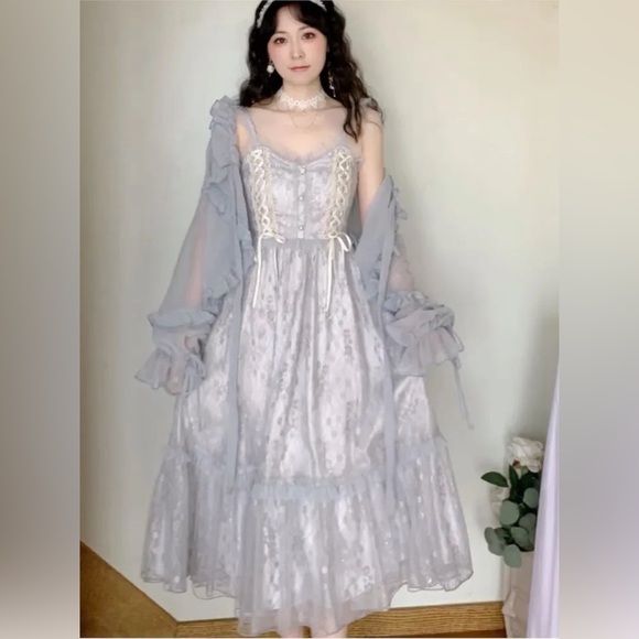 Fairy Sequin Lace Tulle Dress with Shawl - Picture 3 of 4